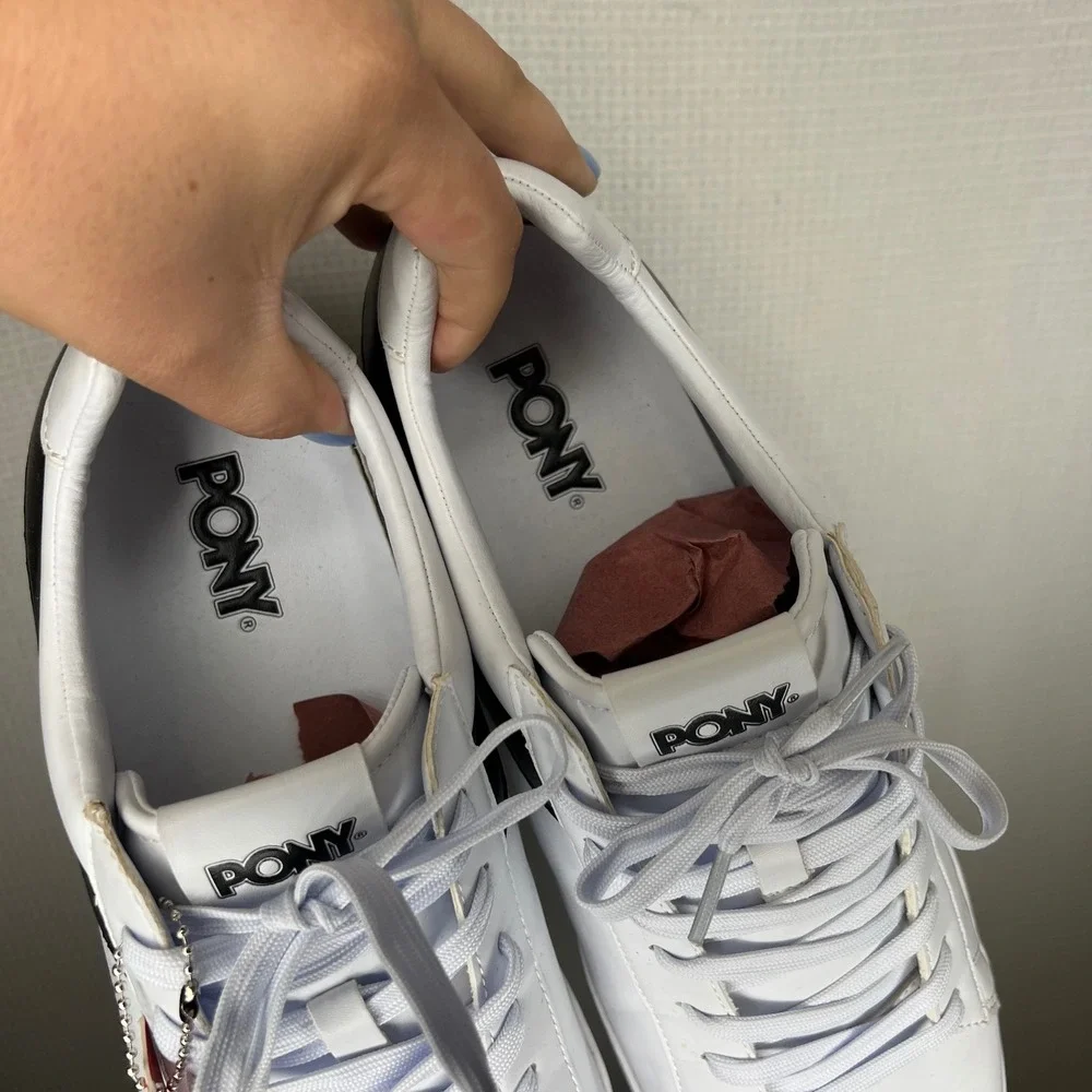 Pony Topstar Lo Mens Sneakers White Black Low Top Shoes 41045202W-MENS Size 13
